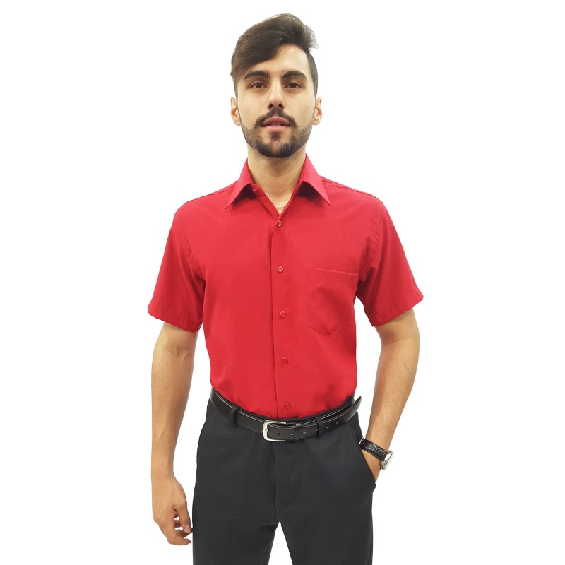 camisa social masculina manga curta com bolso